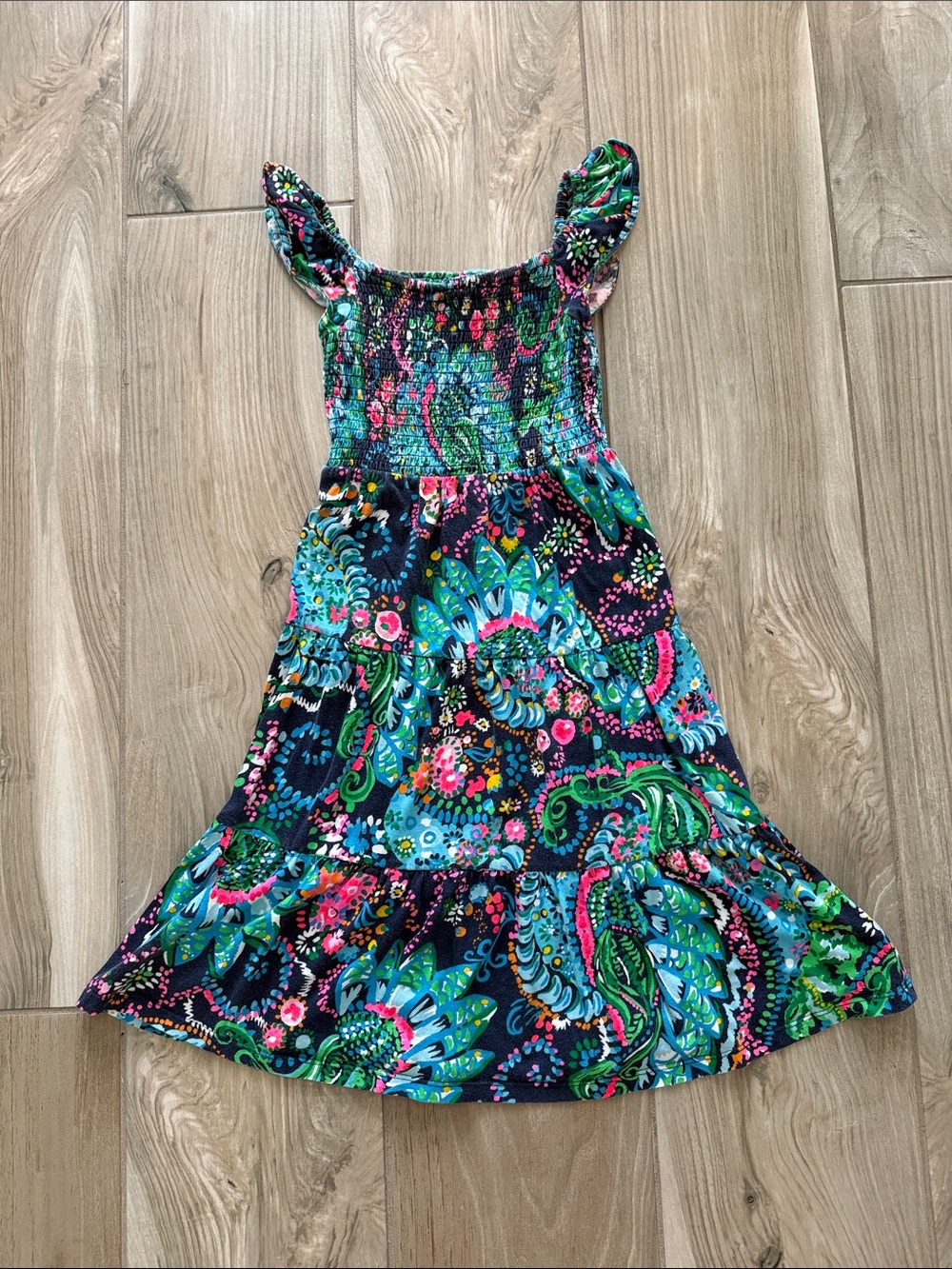 Lilly Pulitzer Pink and Green Floral Smocked Top